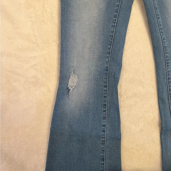 SHEIN Blue Distressed Flare Jeans Size Small, 30” Inseam Y2K Retro Boho Denim - Picture 3 of 8